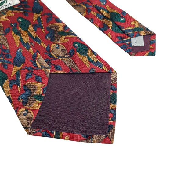 Vintage Necktie Van Heusen 417 Bird Pattern Men Tie Parrot Aviary Vet All Silk - Picture 6 of 6